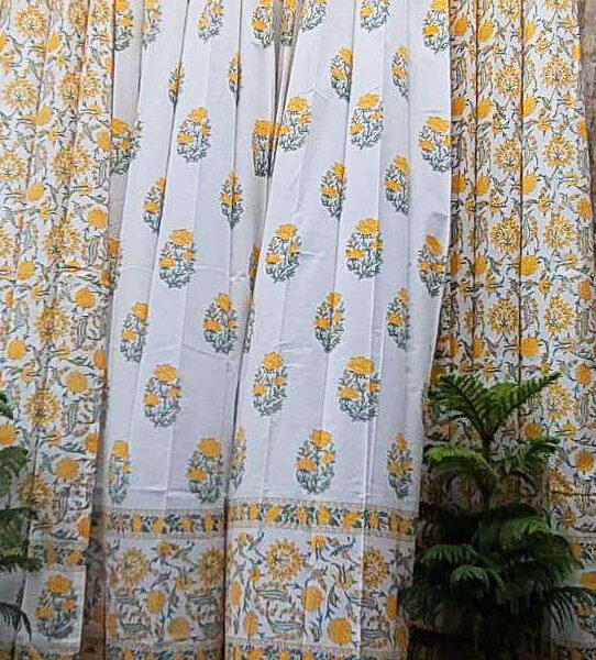 Handblock Printed cotton curtain