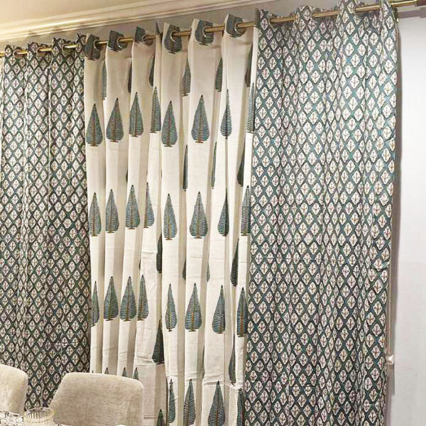 Handblock Printed cotton curtain
