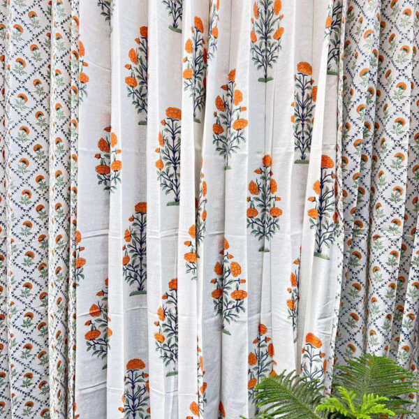 Handblock Printed cotton curtain