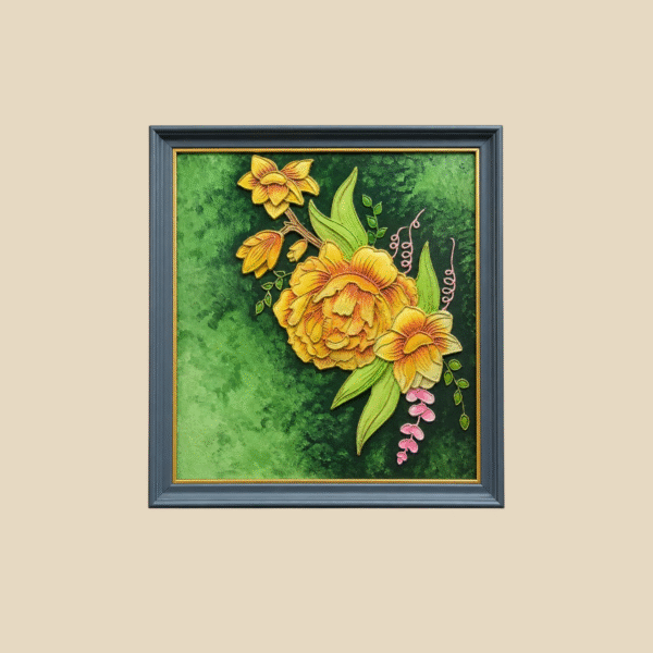 Floral Relief Art – Golden Blossom