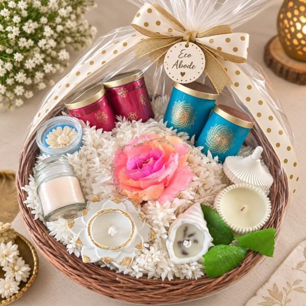 A Platter of Aroma Candles with Glass Jars and Ceramic Base