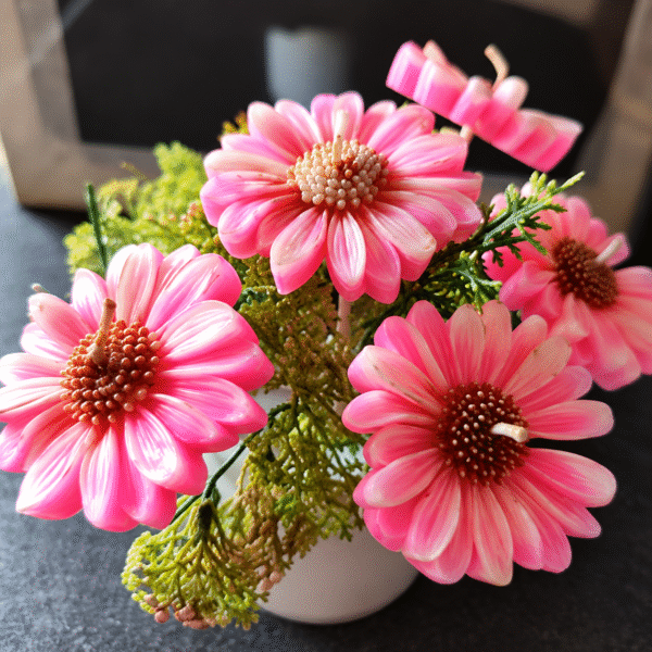 Daisy Flower Candle Bouquet with Compost and Micro Greens