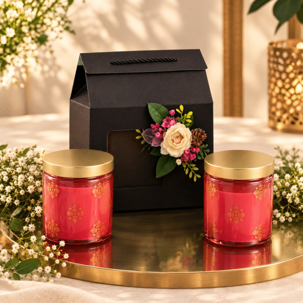 Jar Candles with Rose Petals